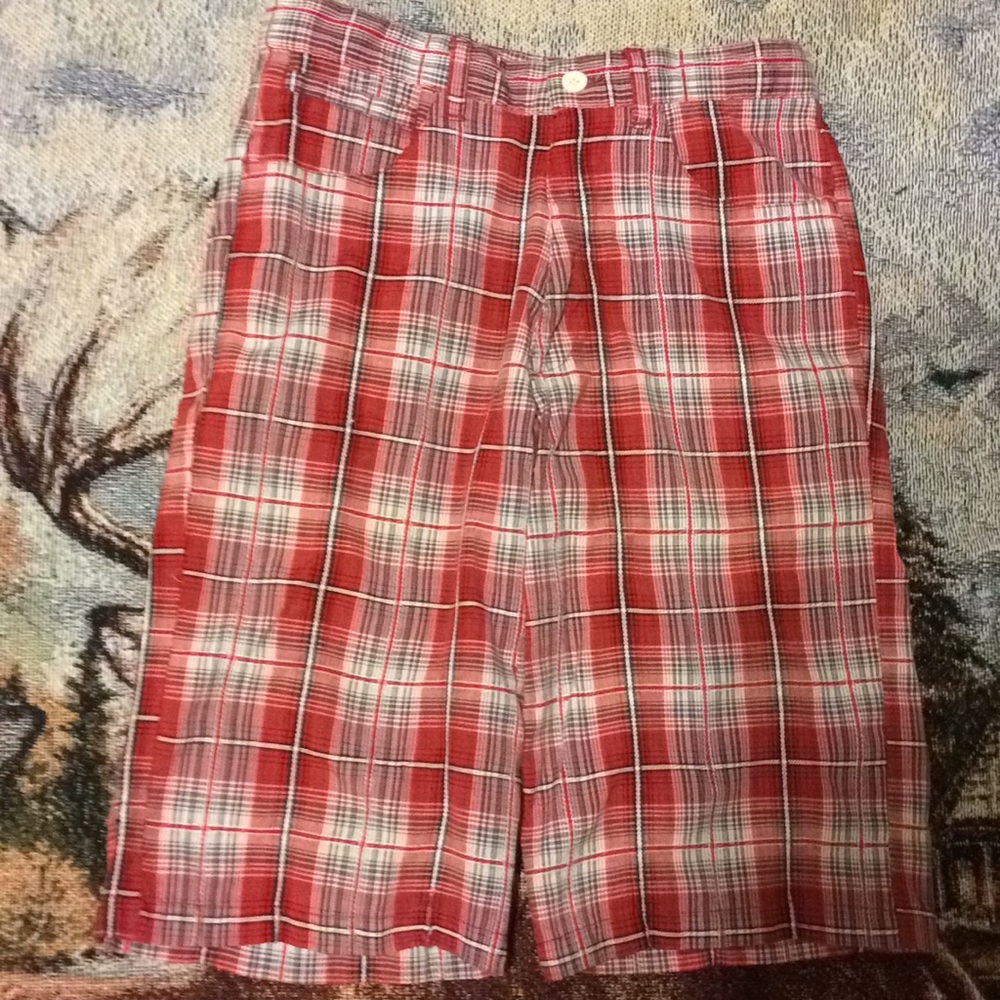 Red casual shorts